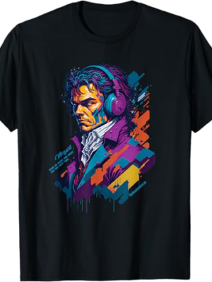 Mozart when he hears our music for the first time. - AI Art T-Shirt