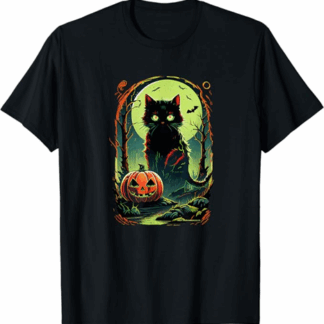 Enchanted Black Cat & Jack-o'-Lantern In The Moonlight T-Shirt