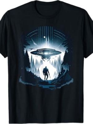 "A man is taken by an alien spaceship leaving behind a..." T-Shirt
