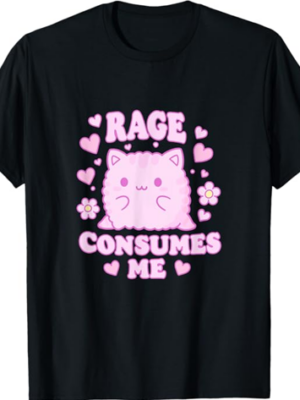 Sassy Cat Rage Consumes Me Playful Design Men Women T-Shirt