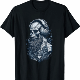 Harmonious Vibes: Skull with Beard and Headphones T-Shirt