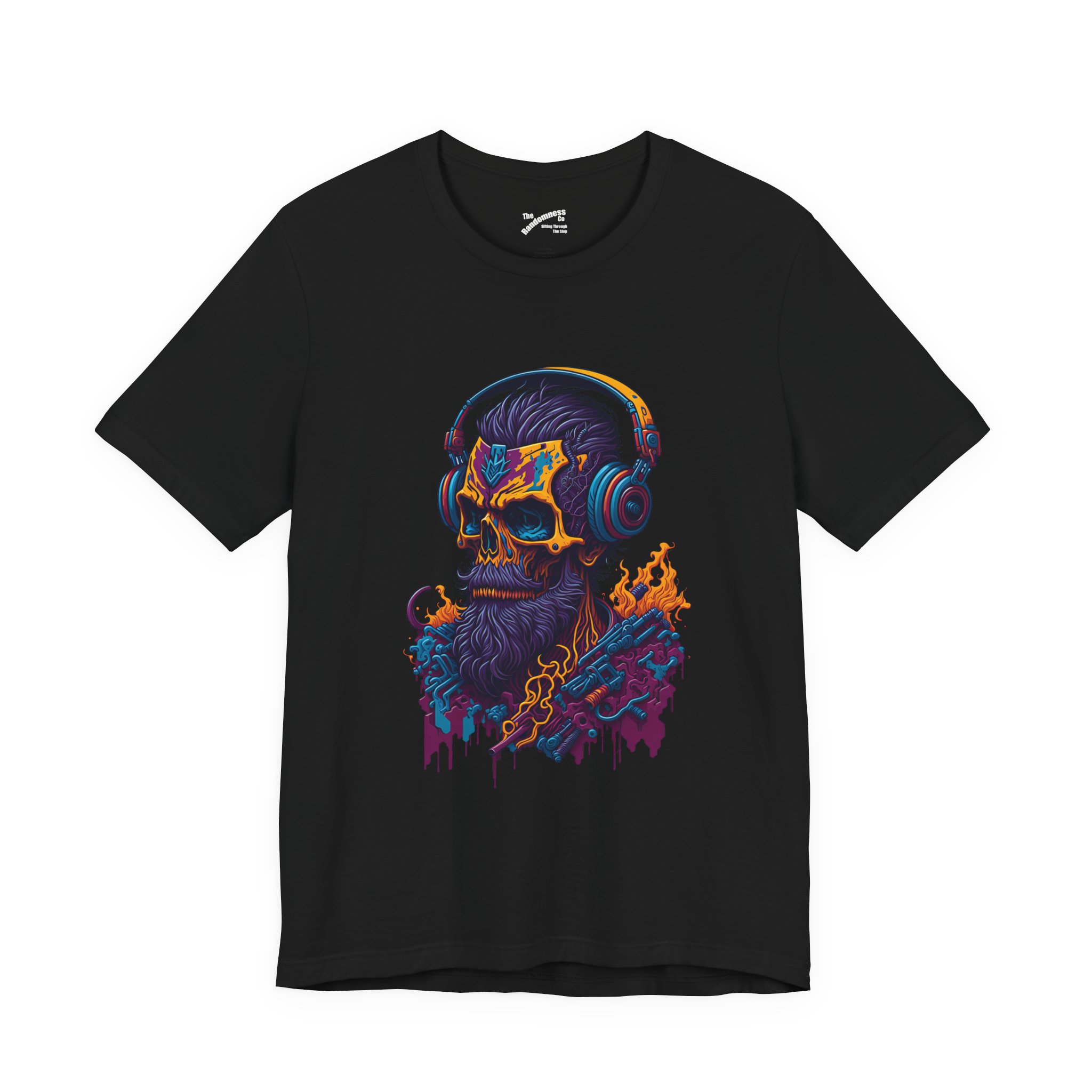 Vibrant Skull with Beard and Headphones - Unique AI Design