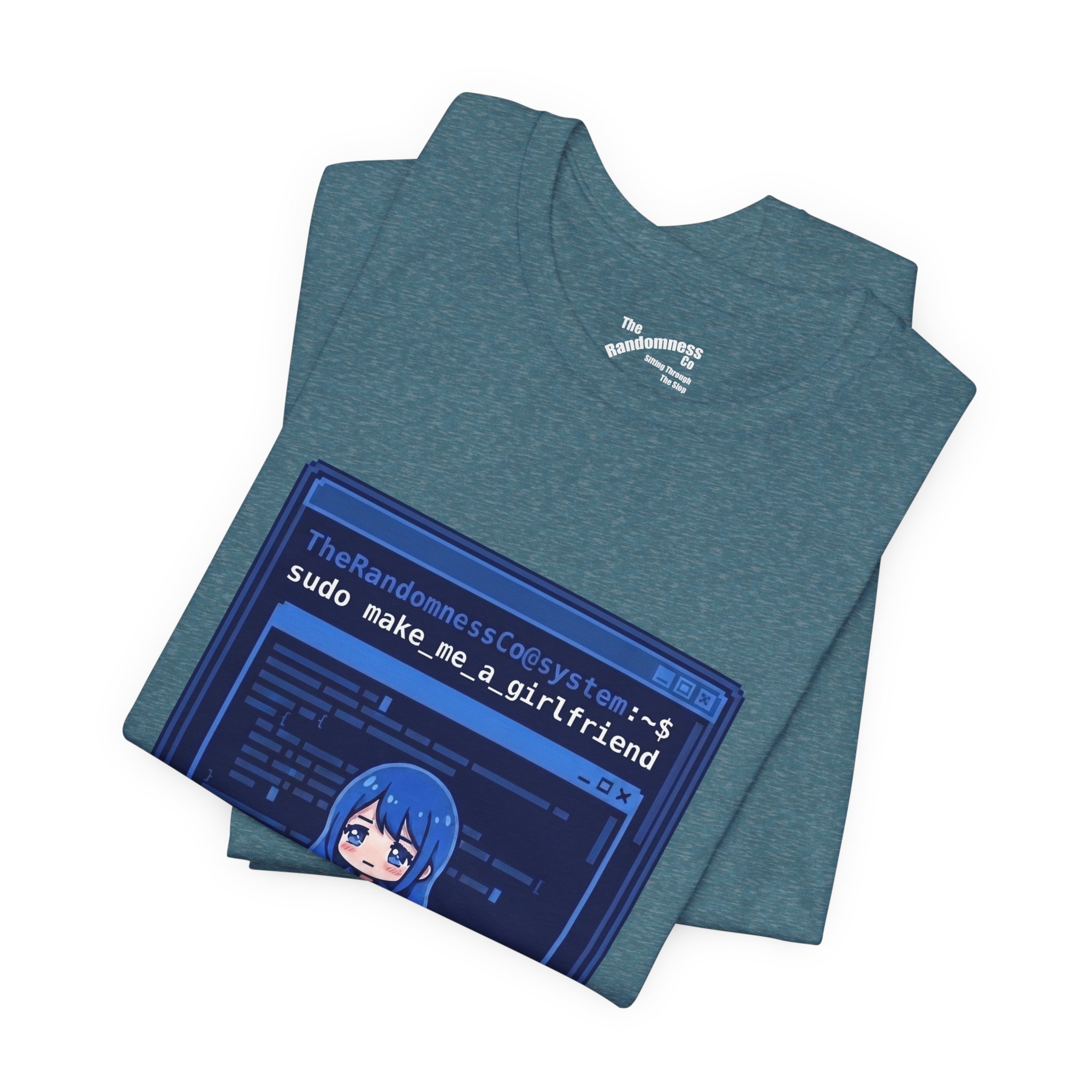 Sudo Make Me A Girlfriend - Blue Terminal Anime Linux T-Shirt - Image 4