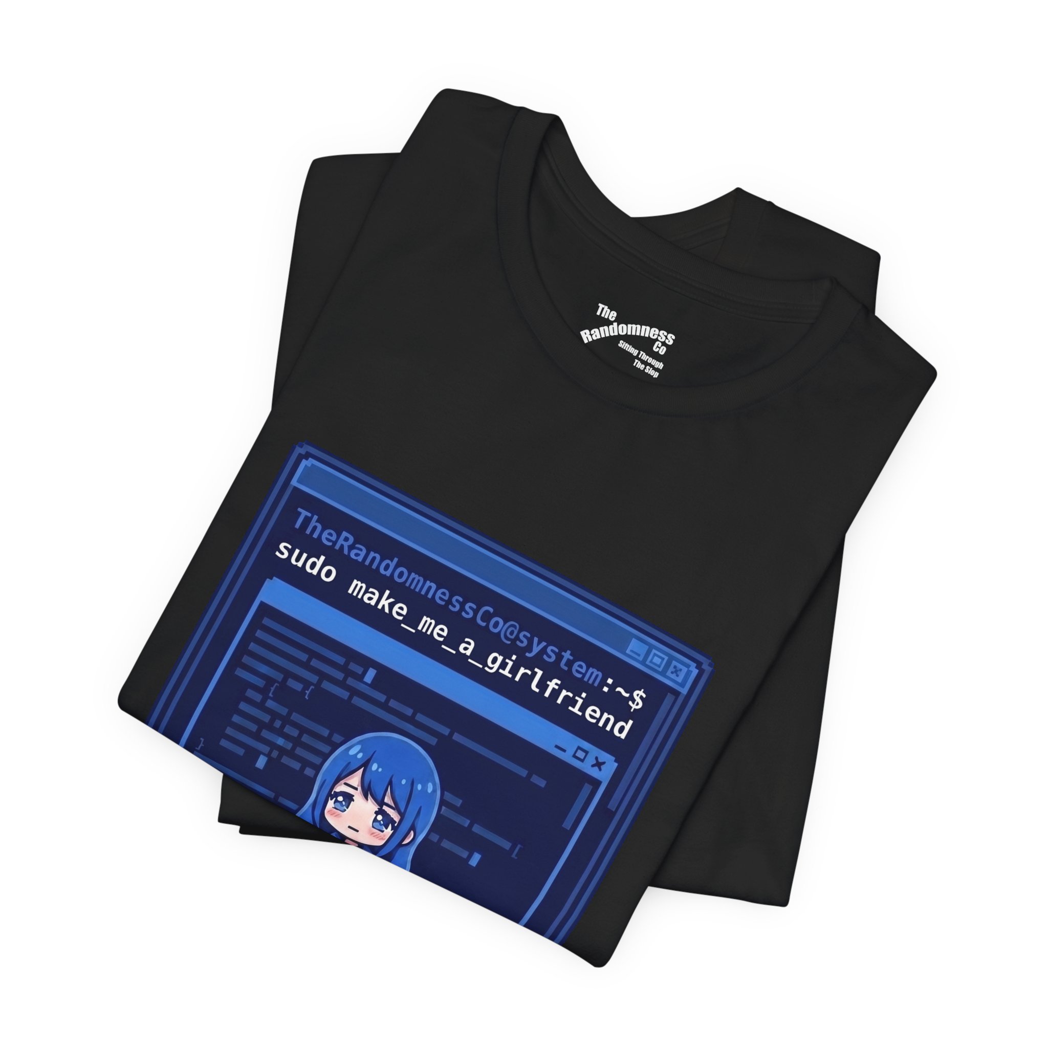 Sudo Make Me A Girlfriend - Blue Terminal Anime Linux T-Shirt - Image 2