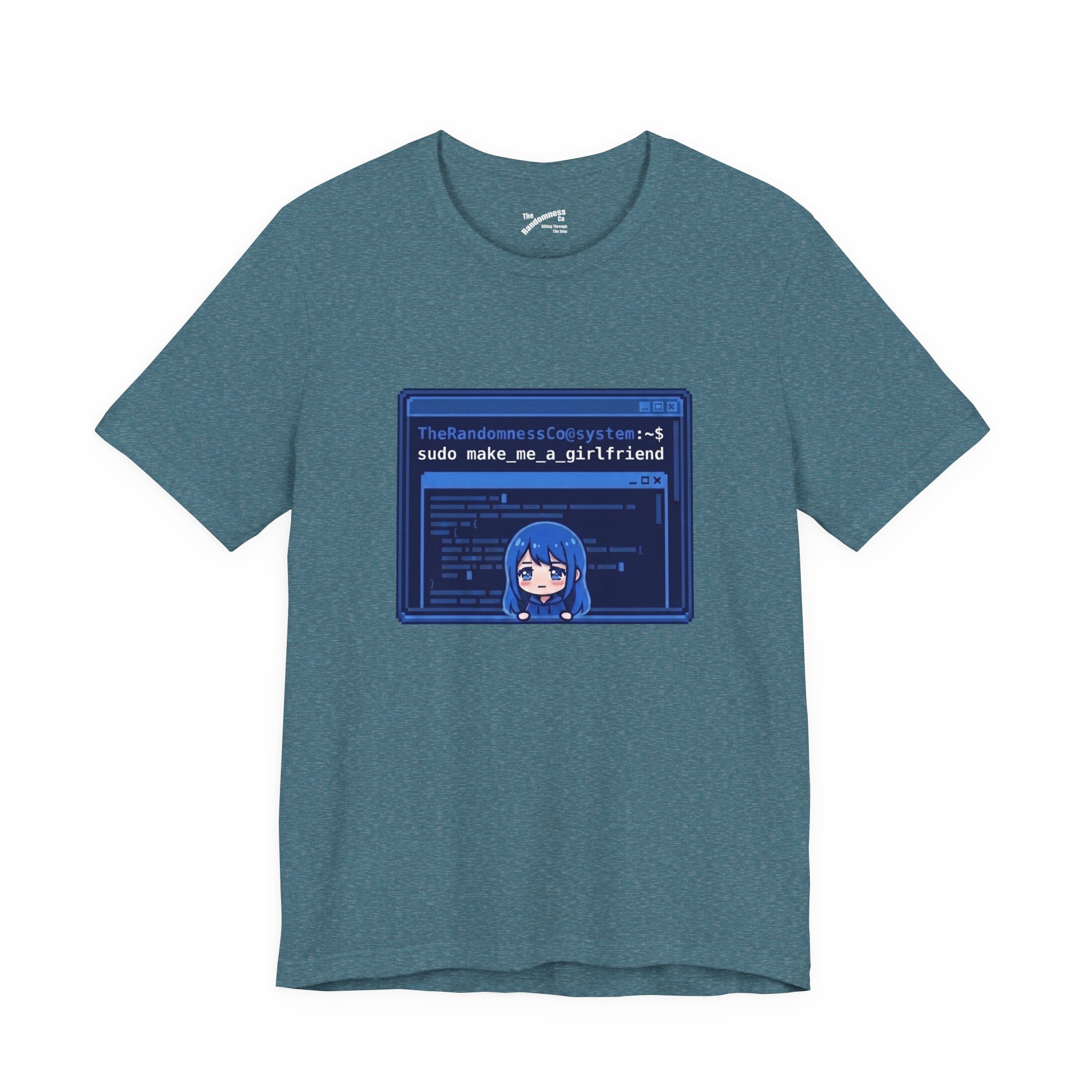 Sudo Make Me A Girlfriend - Blue Terminal Anime Linux T-Shirt - Image 3