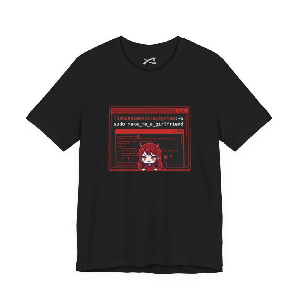 Sudo Make Me A Girlfriend – Red Devil Anime Linux Terminal T-Shirt