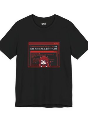 Sudo Make Me A Girlfriend - Red Devil Anime Linux Terminal T-Shirt