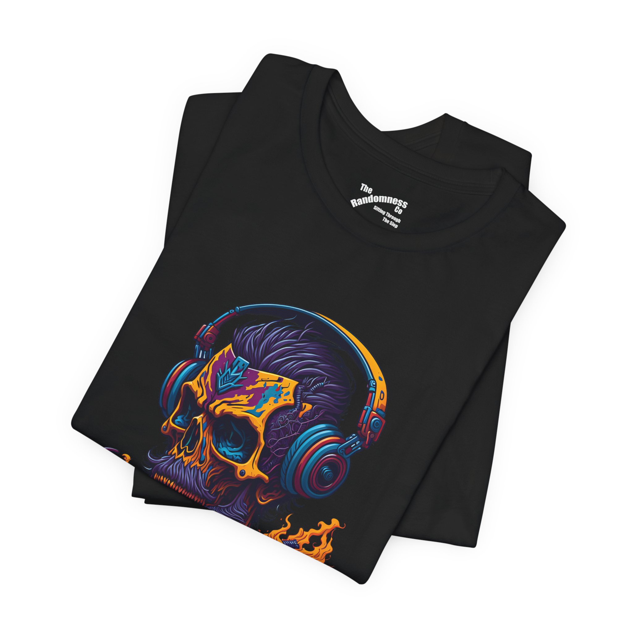 Vibrant Skull with Beard and Headphones - Unique AI Design - Image 2